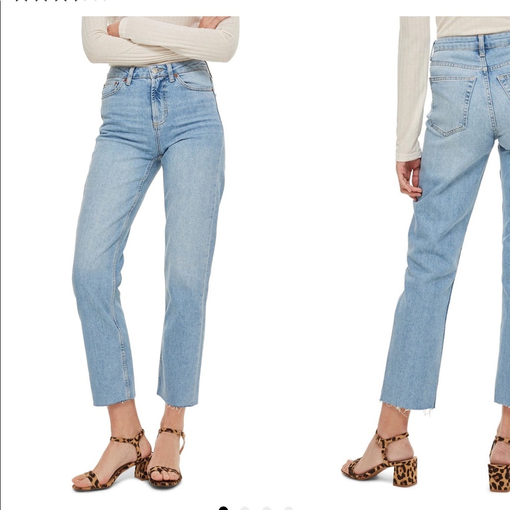 Topshop Raw Hem Crop Straight Leg Jeans